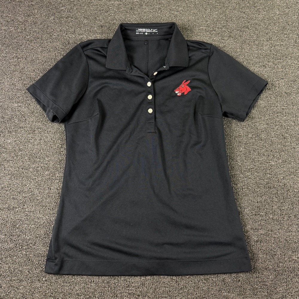 Central Missouri Nike Polo Women M Black NCAA Golf Dri-FIT 394665-010 EUC